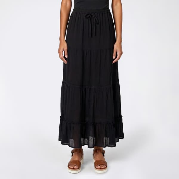 Juniors Love Tree Gauze Tie Waist Tier Crochet Maxi Skirt
