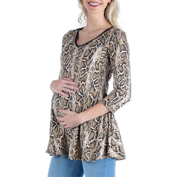 Womens 24/7 Comfort Apparel 3/4 Sleeve Snake Maternity Top