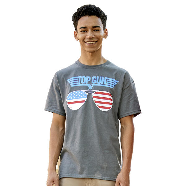 Young Mens Top Gun Americana Flag Shades Graphic Tee - image 