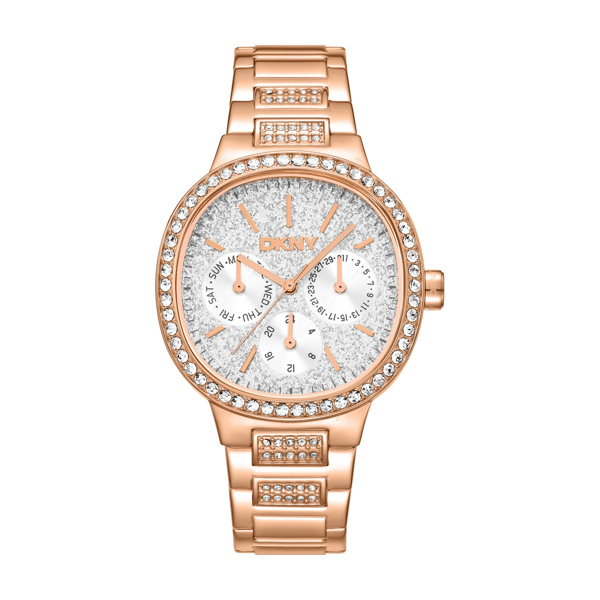 Womens DKNY Crystal Covered Dial Rose Gold Watch - DK1L084M0235