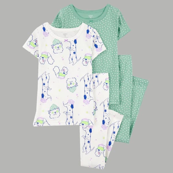 Girls Carter''s&#40;R&#41; 4pc. Treat Yourself Dog & Heart Cotton Pajama Set