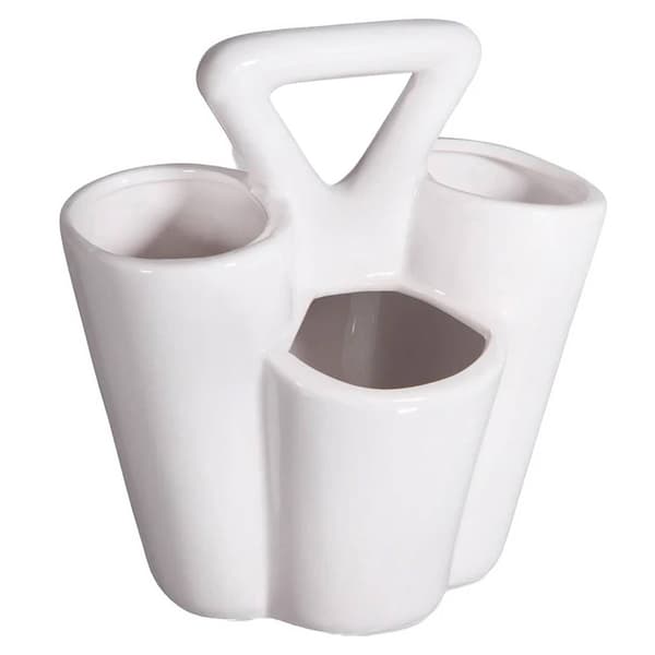 Home Essentials Ceramic 4 Section Caddy w/Handle - White - image 