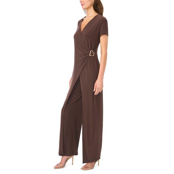 Womens MSK Short Sleeve Solid Wrap Jumpsuit