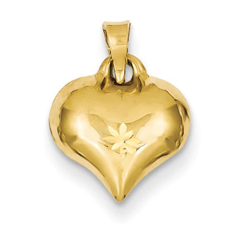 Gold Classics(tm) 14kt. Puffed Diamond Cut Heart Pendant - image 