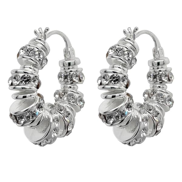 Marsala Fine Silver Plated Crystal Hoop Earrings - image 