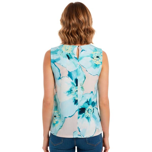 Womens Calvin Klein Sleeveless Pleat Front Large Floral Blouse
