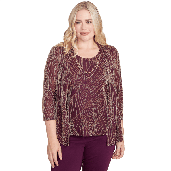 Womens Alfred Dunner Urban Legend Leaf Two In One Blouse - image 