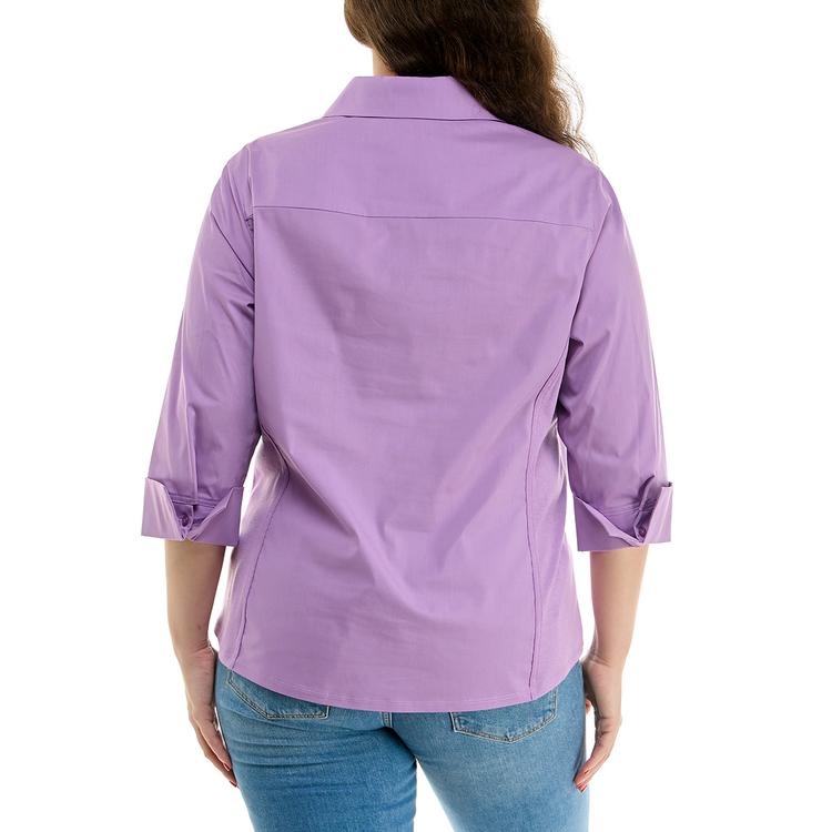 Petite Zac & Rachel 3/4 Sleeve Pleated Front Casual Button Down
