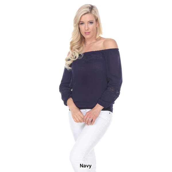 Womens White Mark Smocked Neckline Peasant Top