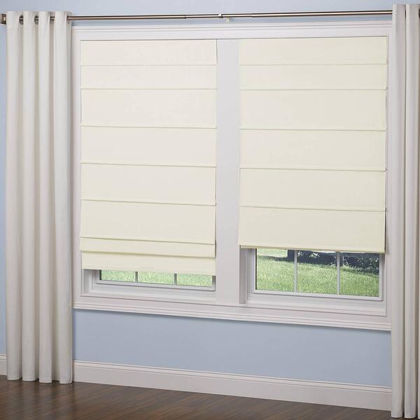 5in. Cordless Textured Fabric Roman Shades - Off White - image 