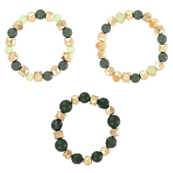 Ashley Cooper(tm) 3pc. Green & Metallic Accent Stretch Bracelets Set - image 