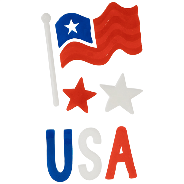 Northlight Patriotic Celebration Gel Window Clings, Set of 6
