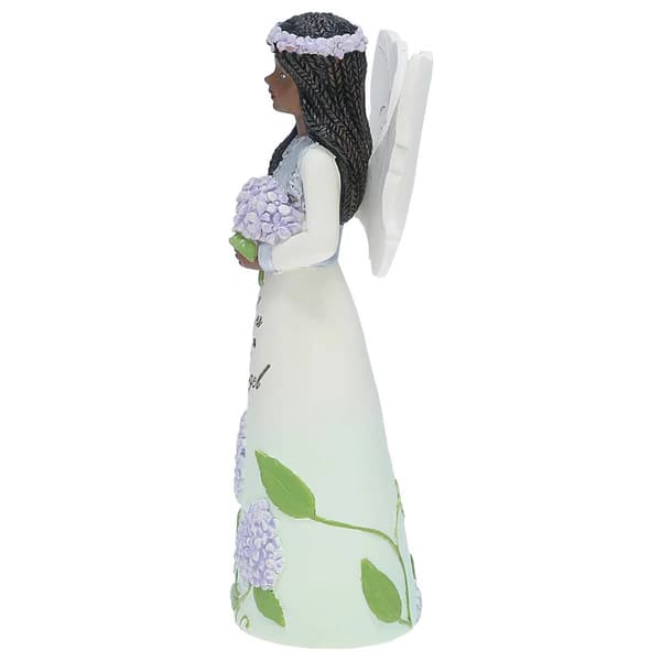 Pavilion Elements Black Angel Holding Hydrangeas Figurine
