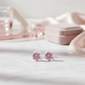Saffron Sterling Silver Pink Moissanite Diamond Stud Earrings - image 2