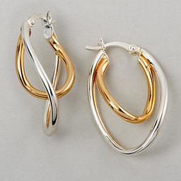 Ellen Tracy Sterling Silver Twist Hoop Earrings