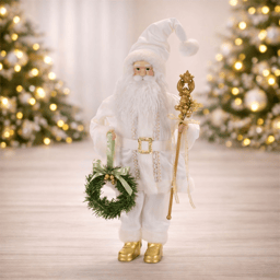 Melrose Santa Figurine with Wreath & Staff