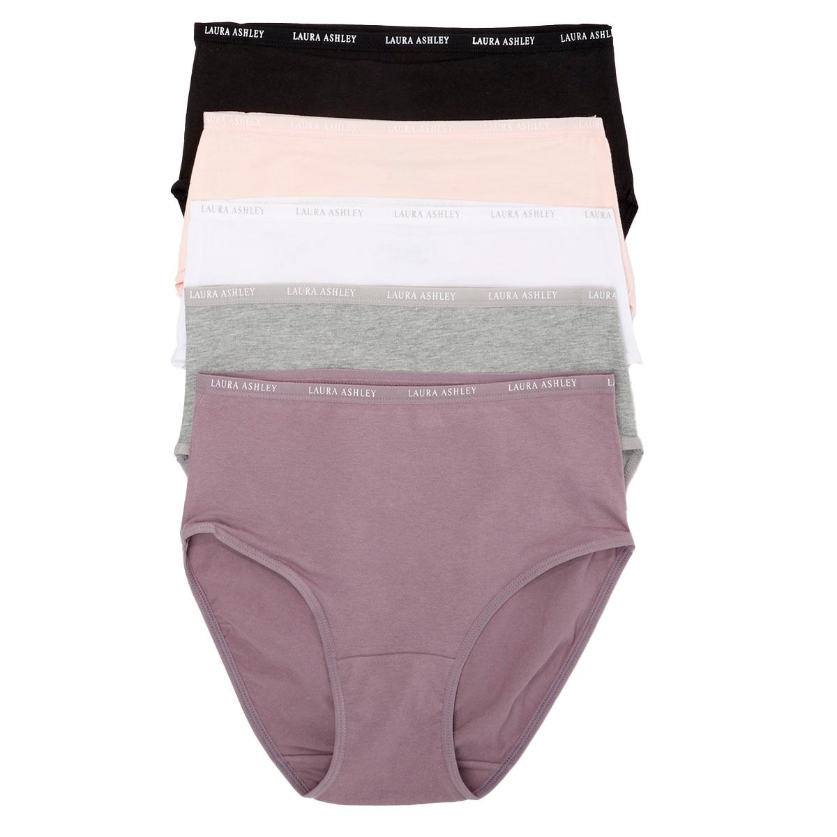 Womens Laura Ashley® 5pk. Logo Waist Brief Panties...
