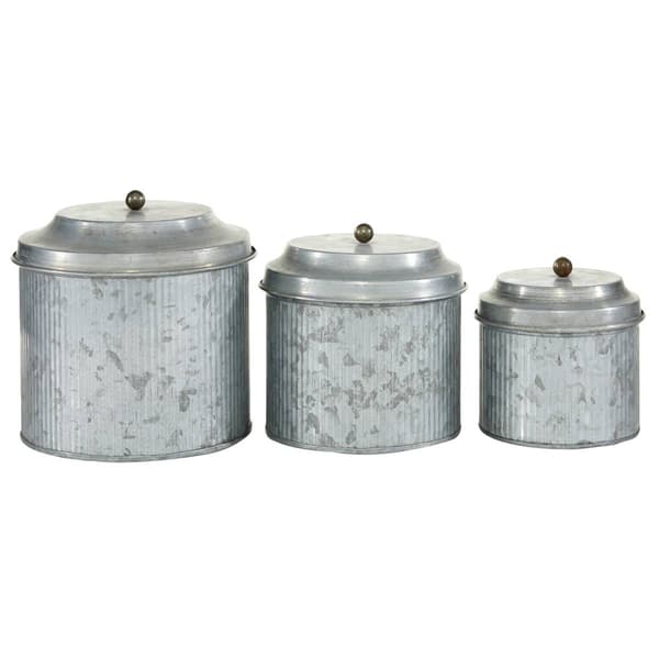 9th & Pike&#40;R&#41; Galvanized Silver Metal Canisters - Set of 3 - image 