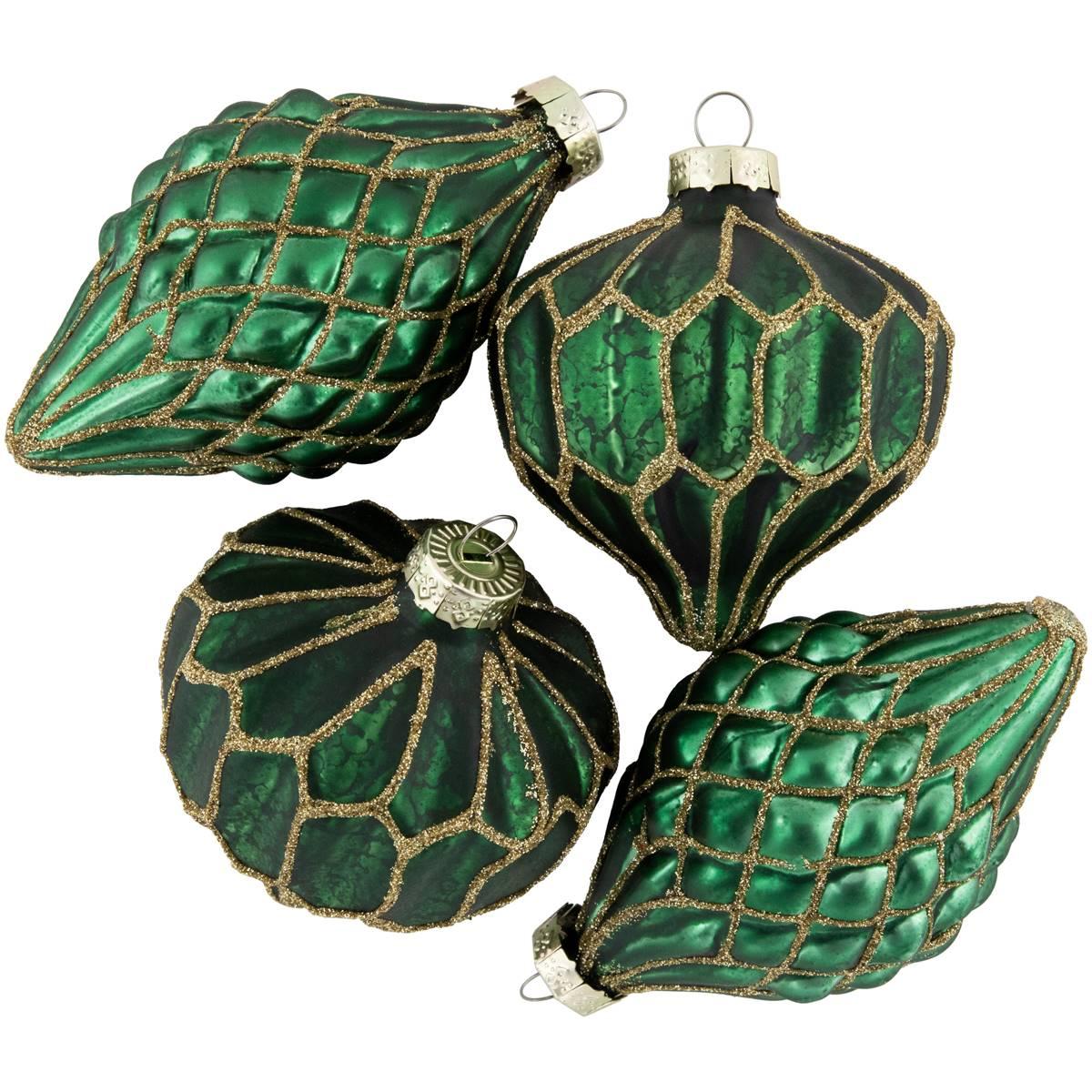 Northlight Seasonal 4ct. Glitter Finial Christmas Ornaments