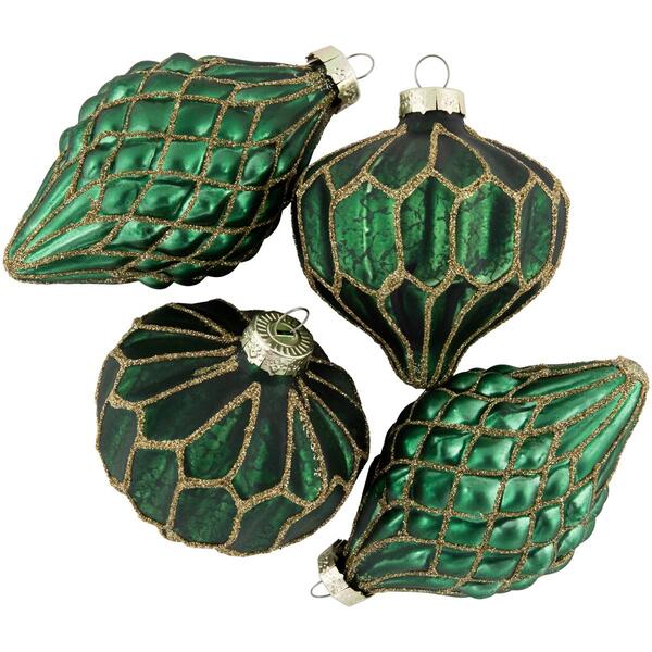 Northlight Seasonal 4ct. Glitter Finial Christmas Ornaments - image 