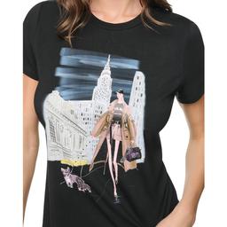 Womens DKNY Short Sleeve Midtown Dog Walker Conversational Tee