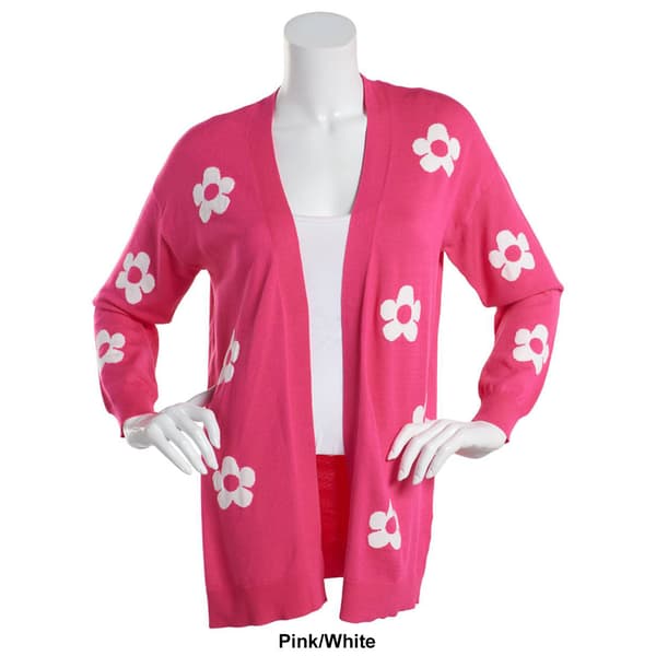 Womens Hannah & Gracie Long Sleeve Flower Cardigan