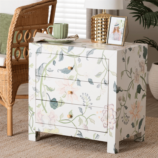 Baxton Studio Connery Floral End Table