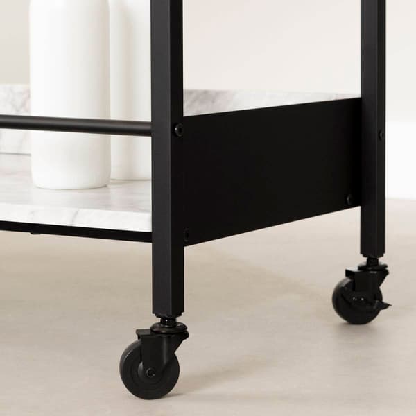 South Shore City Life Black Bar Cart w/Wine Glass Rack