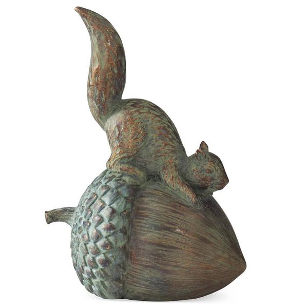 K&K Interiors Resin Patina Copper Squirrel on Acorn
