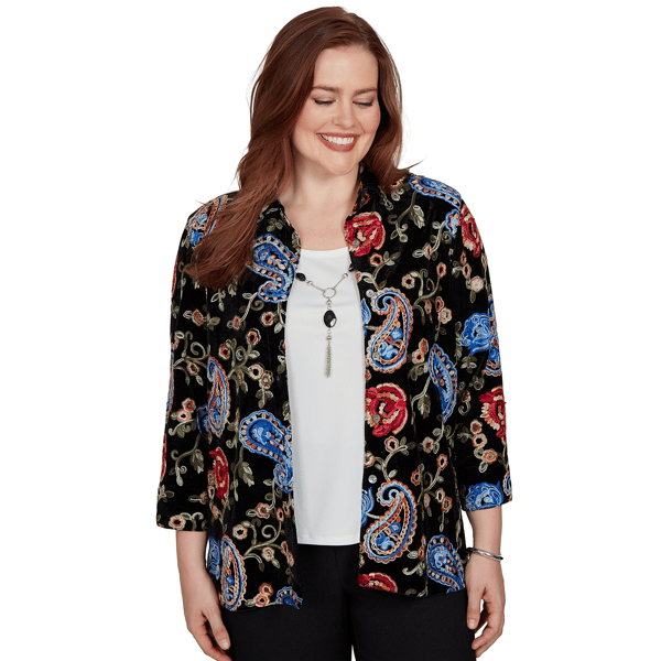 Petite Alfred Dunner Dinner Theater Paisley Two in One Blouse