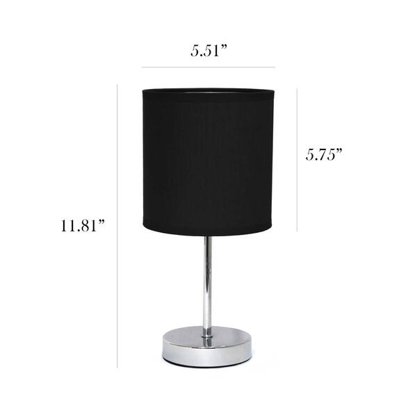 Simple Designs Chrome Mini Basic Table Lamp w/Shade - Set of 2
