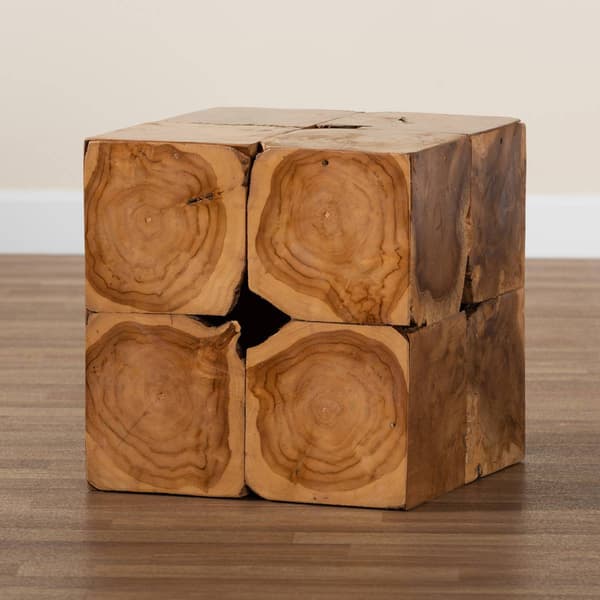 Baxton Studio Eldora Rustic Brown Teak Root End Table