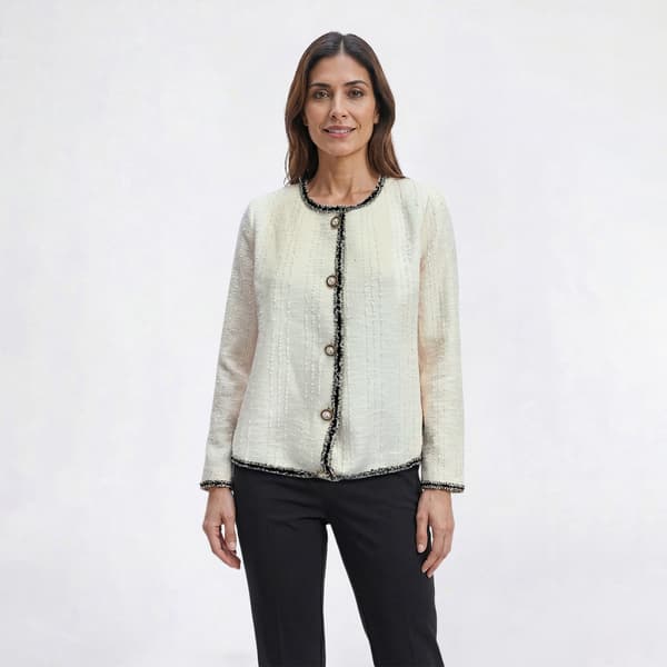 Womens Adrianna Papell Long Sleeve Button Front Tweed Cardigan - image 