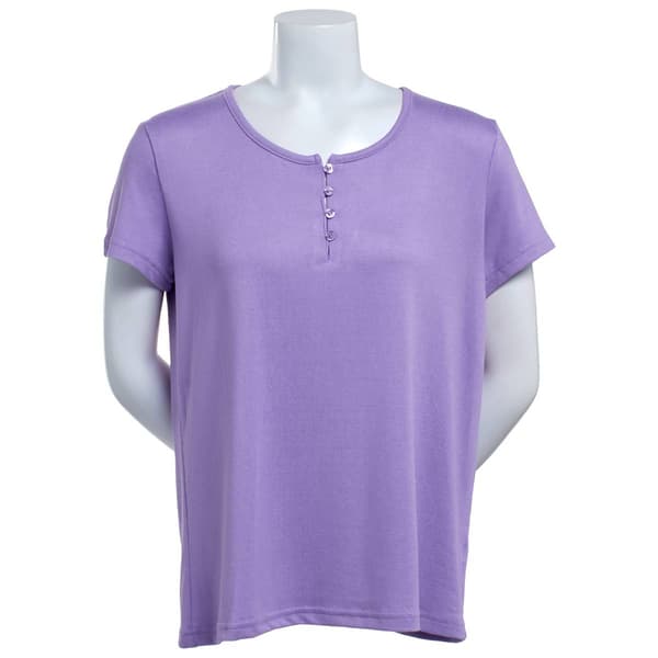 Womens Muk Luks® Short Sleeve ButterKnit Henley Tee