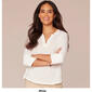 Womens Democracy Elbow Sleeve Split Neck Shirttail Hem Top - image 5