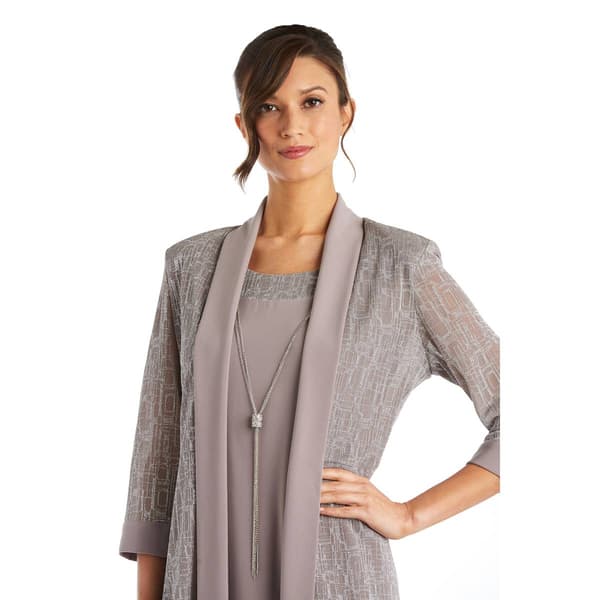 Womens R&M Richards Two-Piece Metallic Knit Jacket Dress