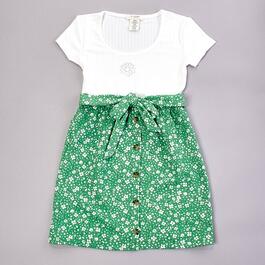 Girls &#40;7-16&#41; No Comment Embellished Daisy Tie Front Button Dress