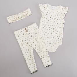 Baby Girl &#40;NB-9M&#41; Emily and Oliver&#40;R&#41; 3pc. Ditsy Rib-Knit Set