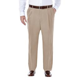 Haggar Men's Big & Tall No Iron Khaki Classic Fit Pleat Pant