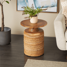 9th & Pike® Traditional Brown Banana Leaf Accent Table