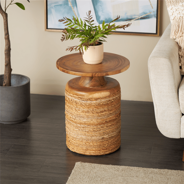 9th & Pike® Traditional Brown Banana Leaf Accent Table