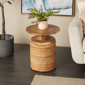 9th & Pike® Traditional Brown Banana Leaf Accent Table - image 2