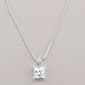 Sterling Silver Square CZ Pendant Necklace - image 1
