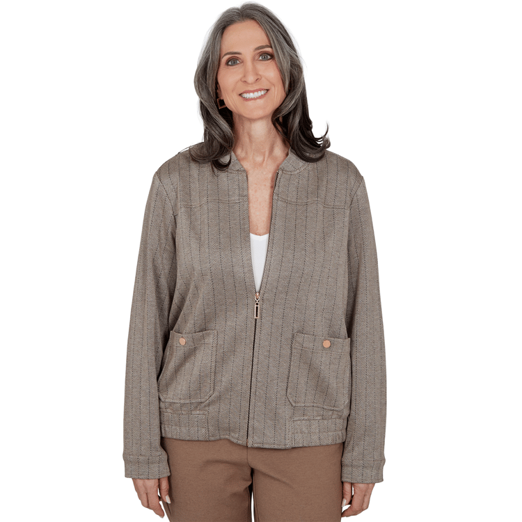 Womens Alfred Dunner Regent Street Herringbone Bomber Jacket