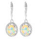 Silver-Tone Opal & Cubic  Zirconia Leverback Dangle Earrings - image 1