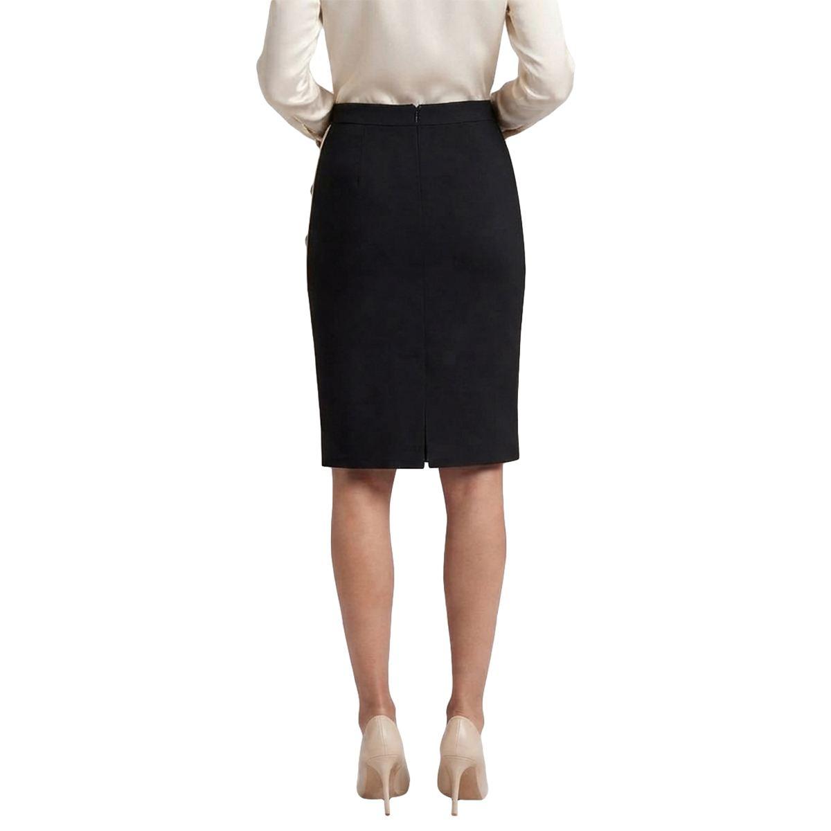Womens Kasper Solid Faux Wrap Button Zip Pencil Skirt