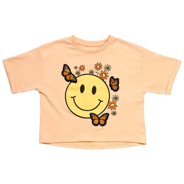 Girls (7-16) Jessica Simpson Smiley Face Roll Cuff Tee - image 