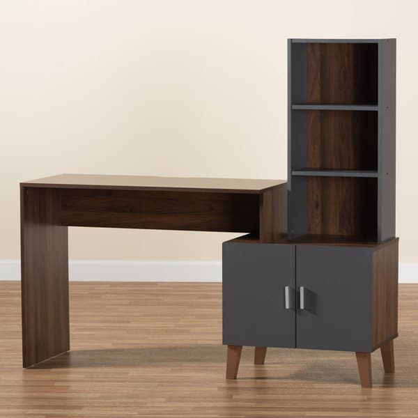 Baxton Studio Jaeger Two-Tone Wood Storage Desk w/ Shelves