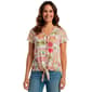 Womens C''est La Vie Short Sleeve Tropical Palm Tree Blouse - image 2