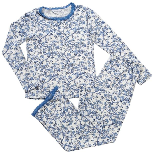 Womens Elizabeth & Nicole Long Sleeve Floral Lace Pajama Set